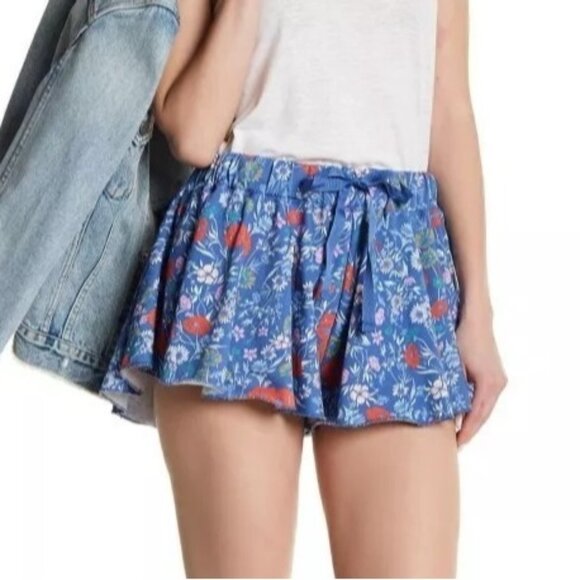 Free People Pants - Intimately Free People Size XS Blue Floral A Go-Go Flouncy Summer Swing Shorts
